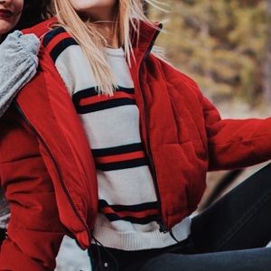 UO red puffer jacket